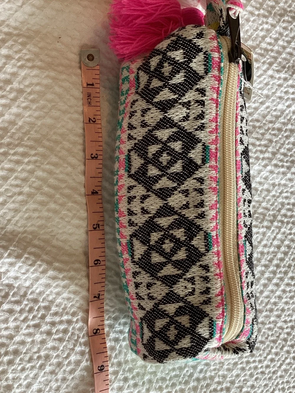lovestitch Teal Pink Black Patterned Wristlet Cosmetic‎ Pouch